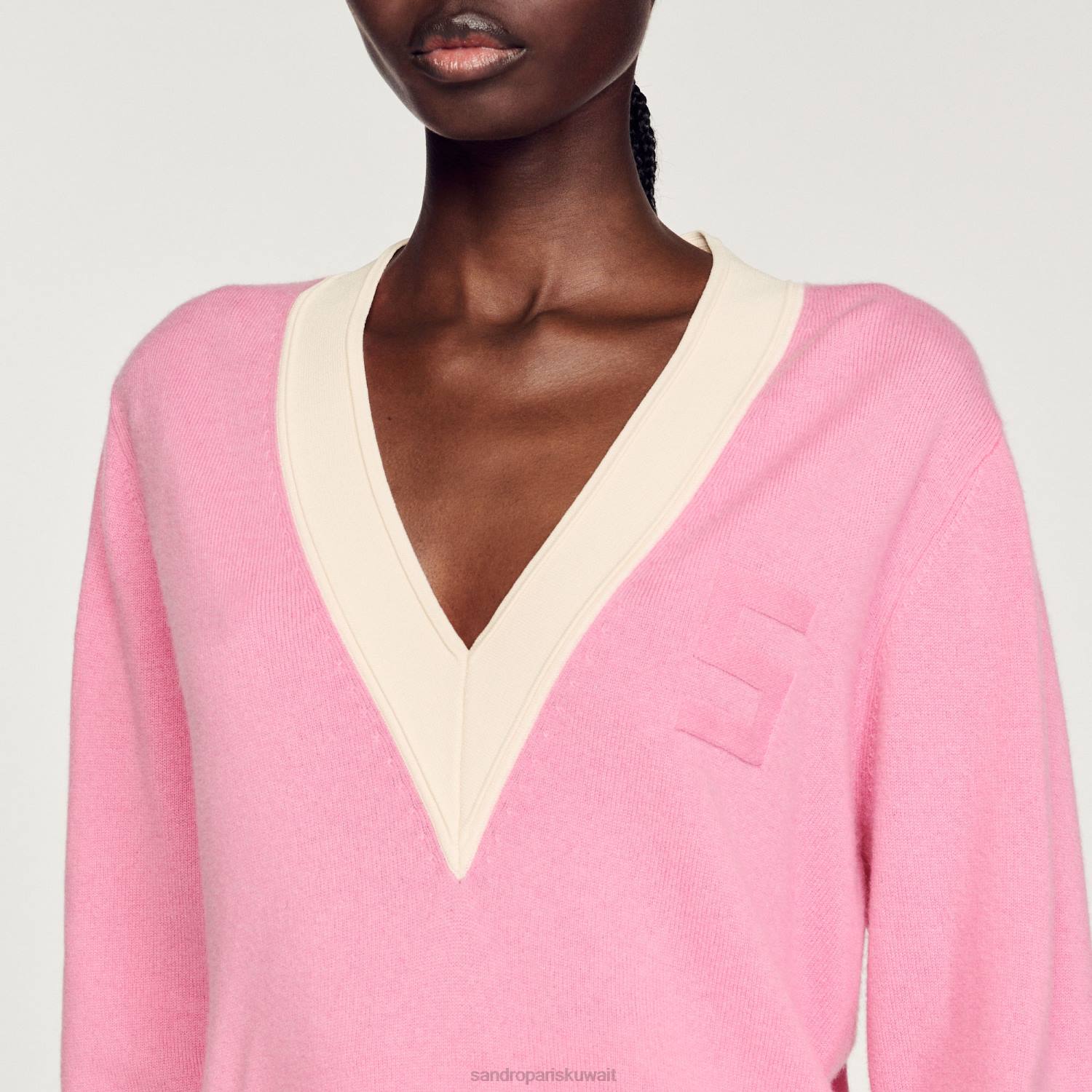 ثياب Sandro Paris سترة محبوكة لون القرنفل نحيف ZJ00306