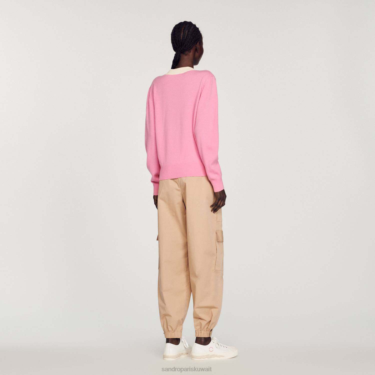 ثياب Sandro Paris سترة محبوكة لون القرنفل نحيف ZJ00306