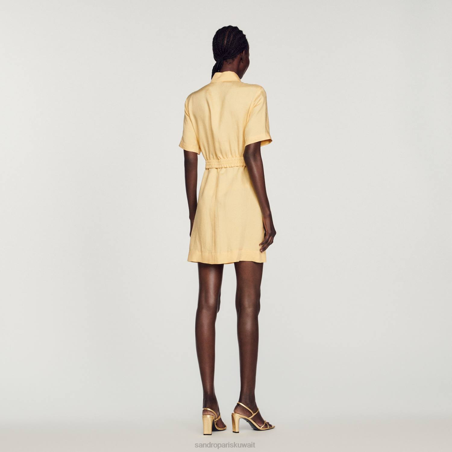 ثياب Sandro Paris فستان قصير بأزرار فانيلا نحيف ZJ00311