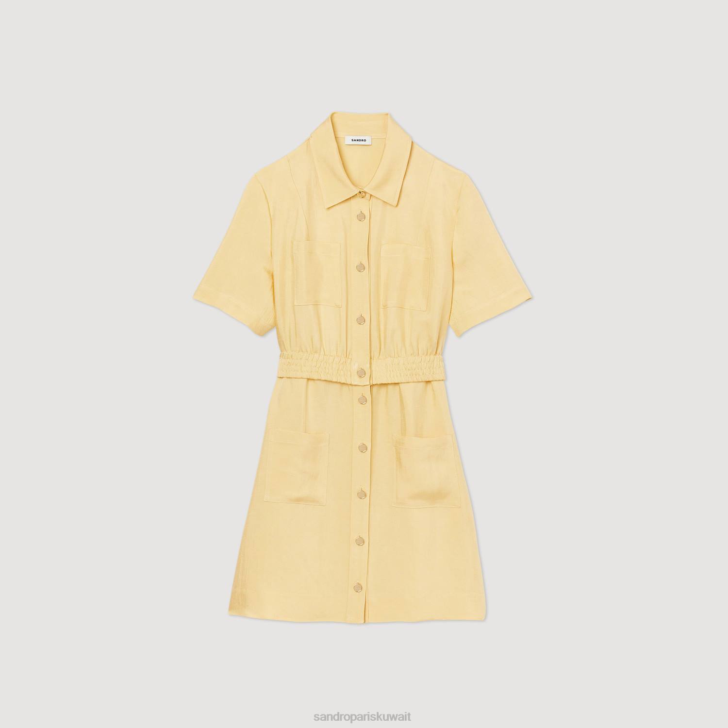 ثياب Sandro Paris فستان قصير بأزرار فانيلا نحيف ZJ00311