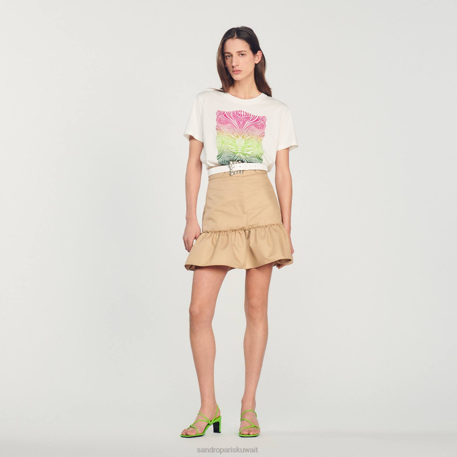 ثياب Sandro Paris توافد تي شيرت بيج فاتح نحيف ZJ00312