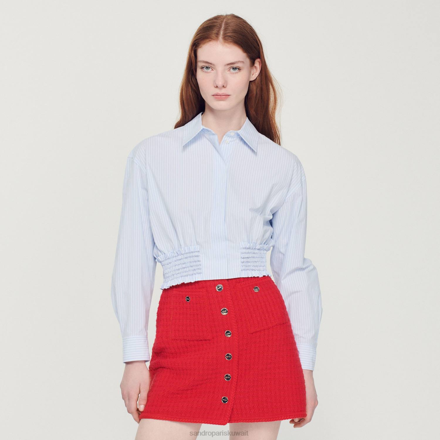 ثياب Sandro Paris تنورة قصيرة محبوكة أحمر نحيف ZJ00329