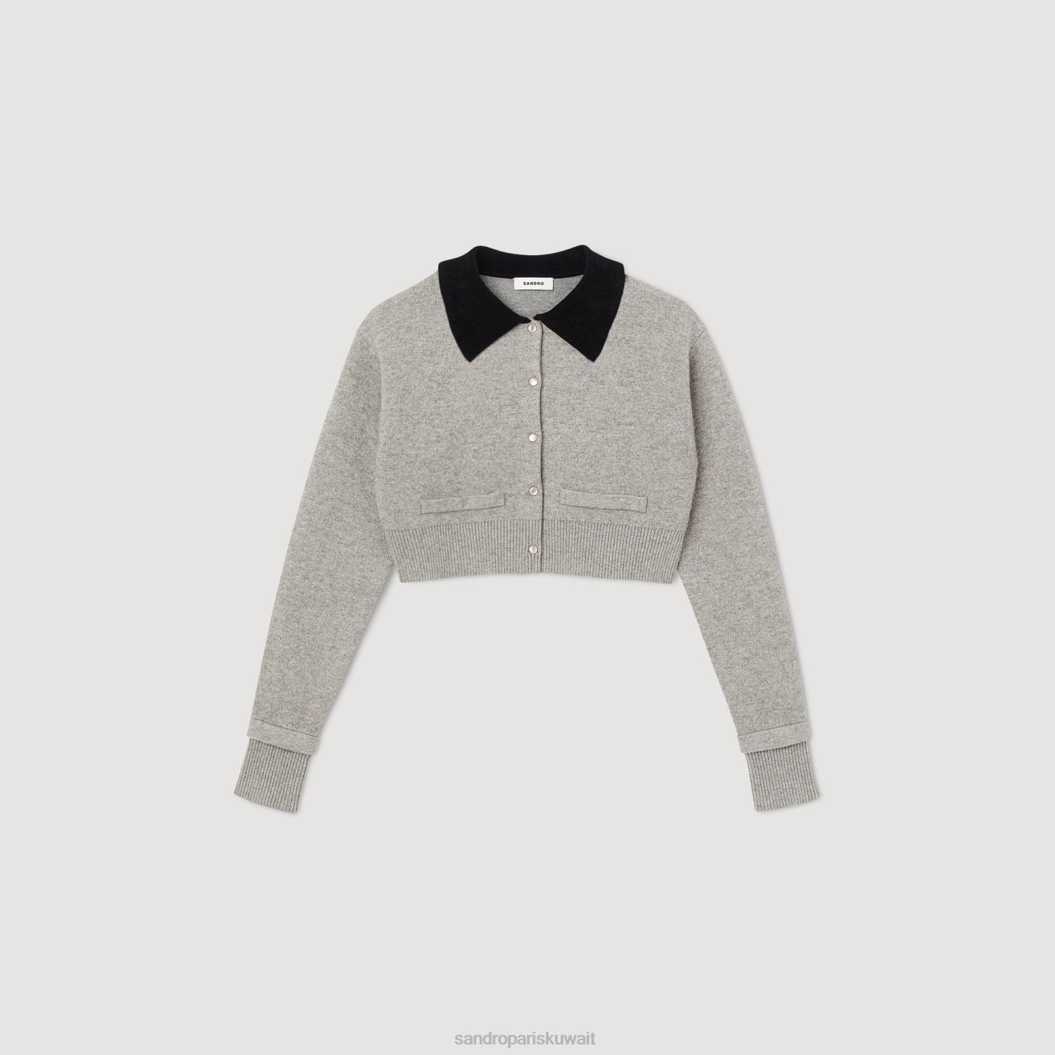 ثياب Sandro Paris معطف اقتصاص رمادي نحيف ZJ0033