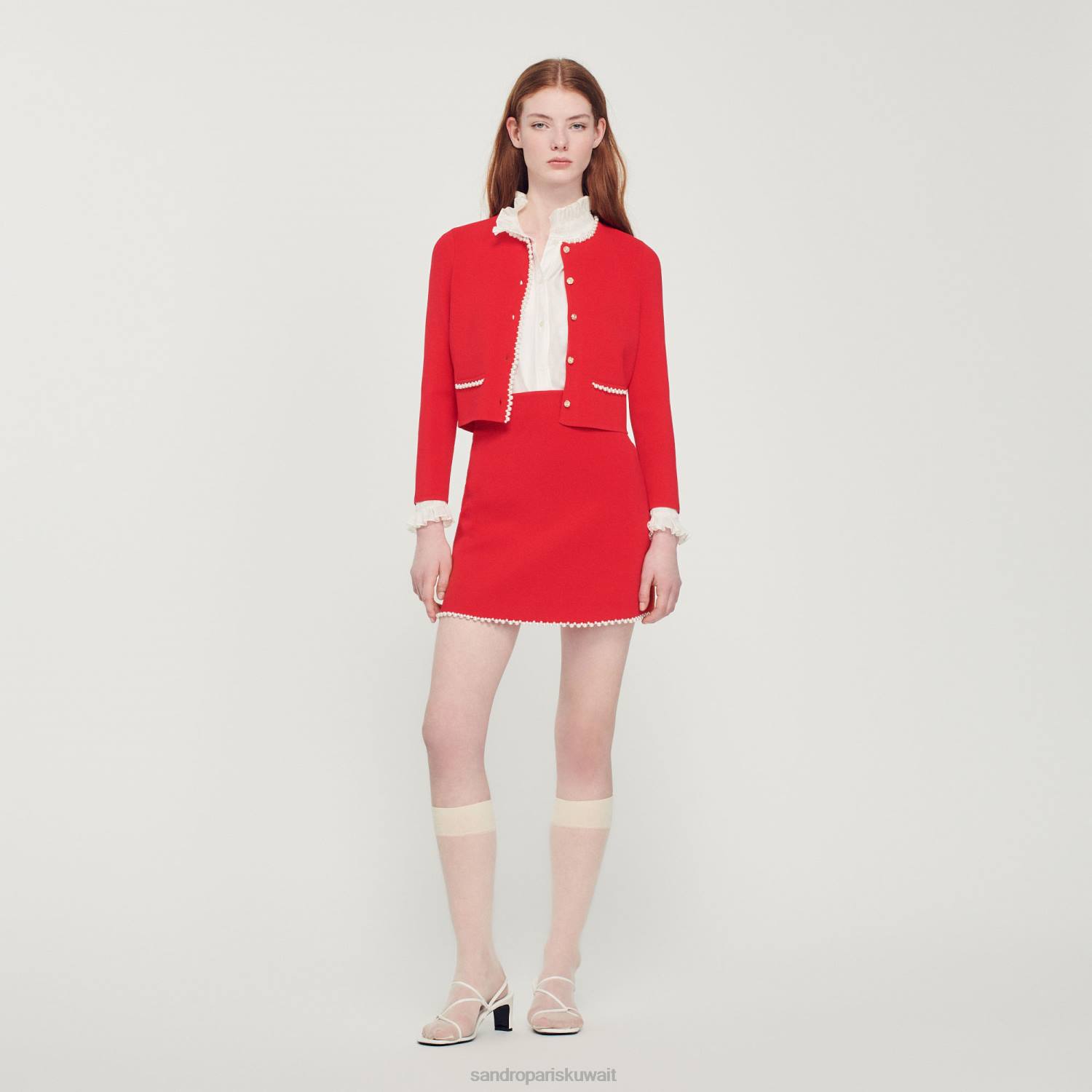 ثياب Sandro Paris سترة مطرز لون واحد نحيف ZJ00335