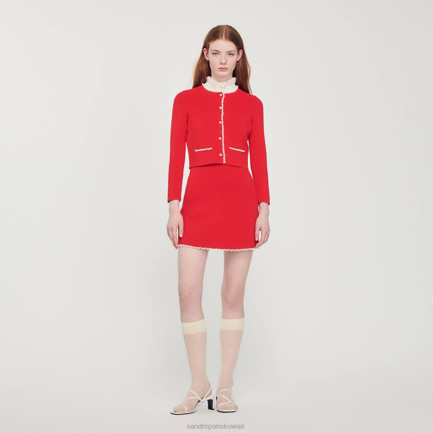 ثياب Sandro Paris سترة مطرز لون واحد نحيف ZJ00335