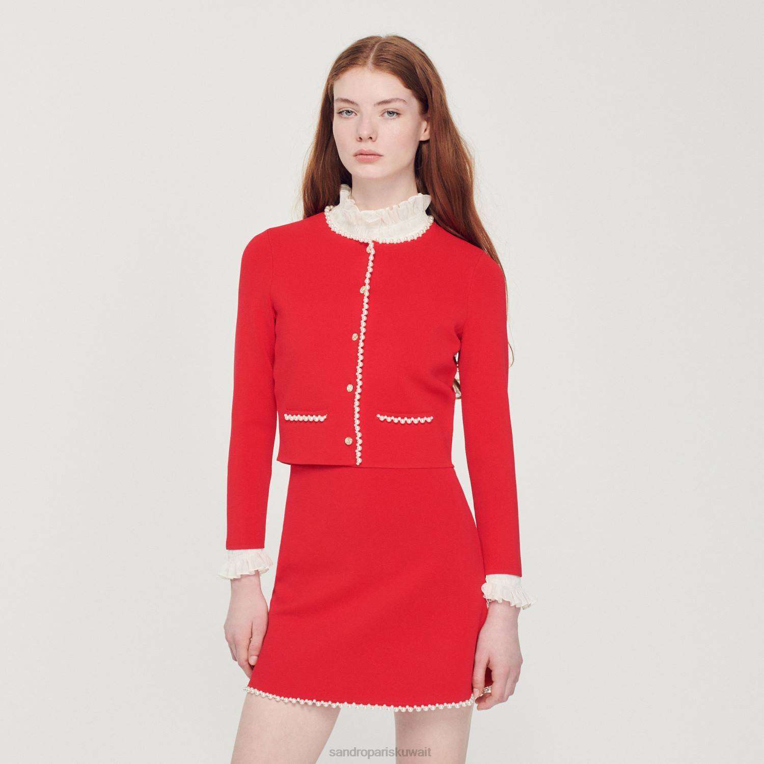 ثياب Sandro Paris سترة مطرز لون واحد نحيف ZJ00335