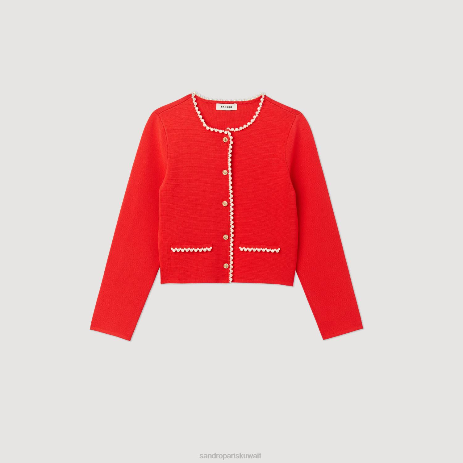 ثياب Sandro Paris سترة مطرز لون واحد نحيف ZJ00335