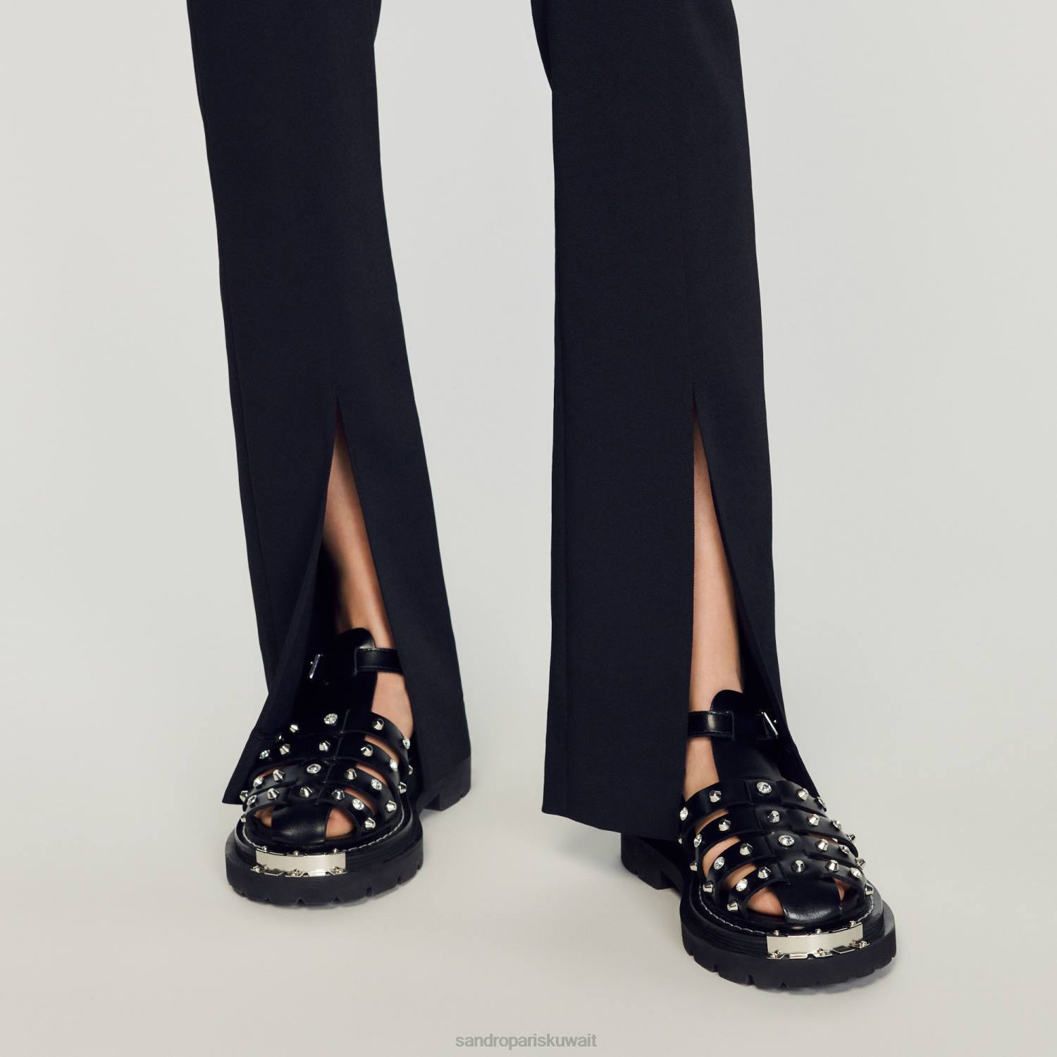 ثياب Sandro Paris السراويل اندلعت أسود نحيف ZJ00346