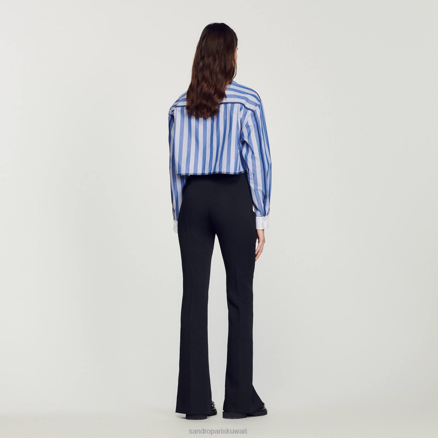 ثياب Sandro Paris السراويل اندلعت أسود نحيف ZJ00346