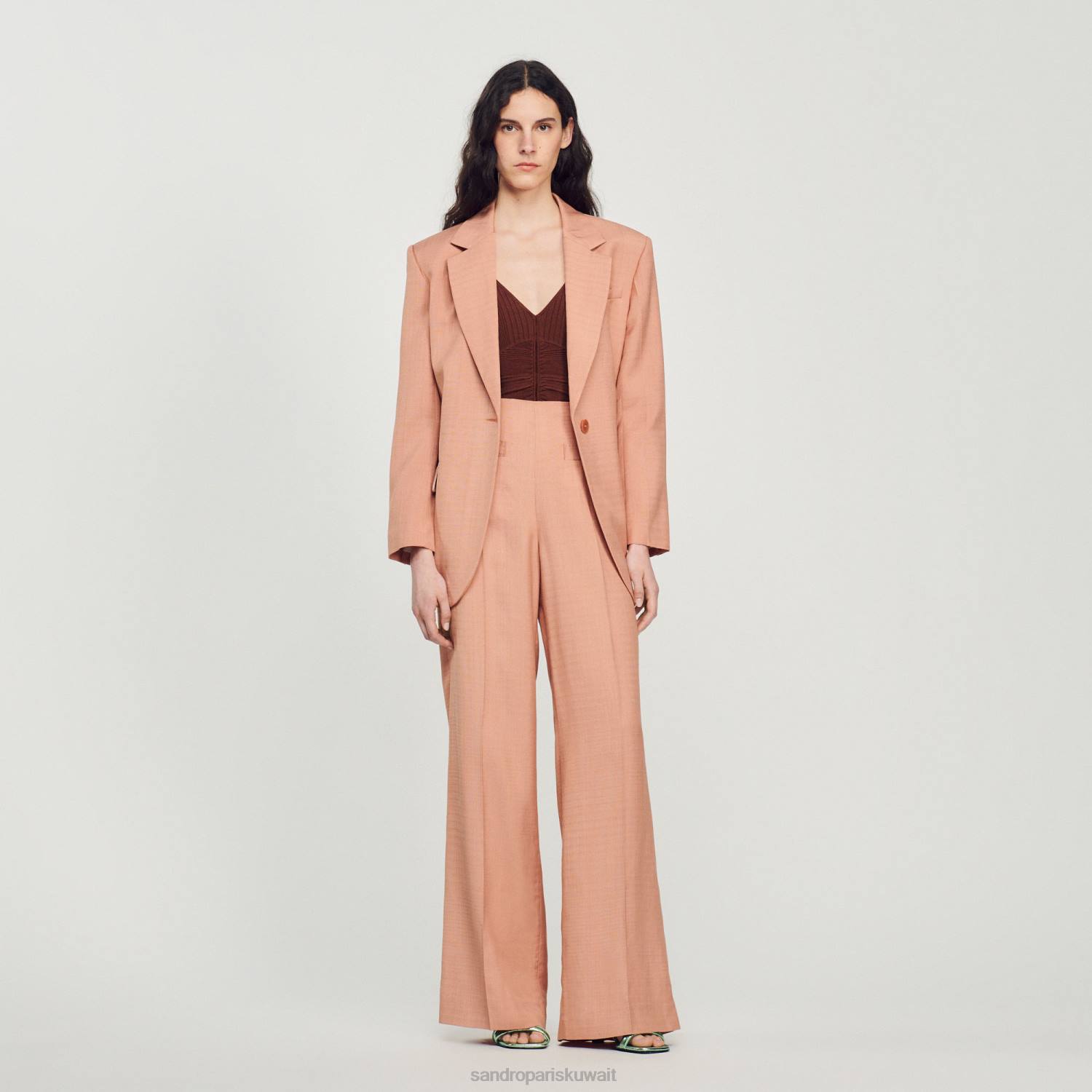 ثياب Sandro Paris السراويل مصممة أرض أمبر نحيف ZJ00348