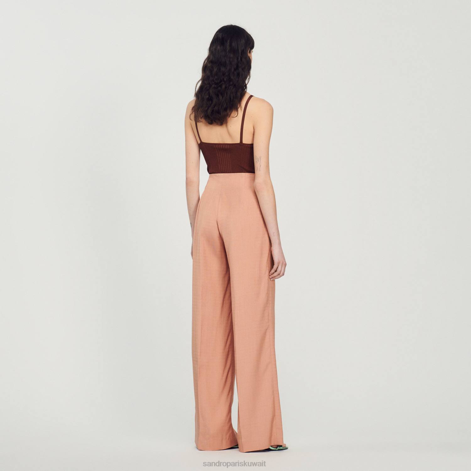 ثياب Sandro Paris السراويل مصممة أرض أمبر نحيف ZJ00348