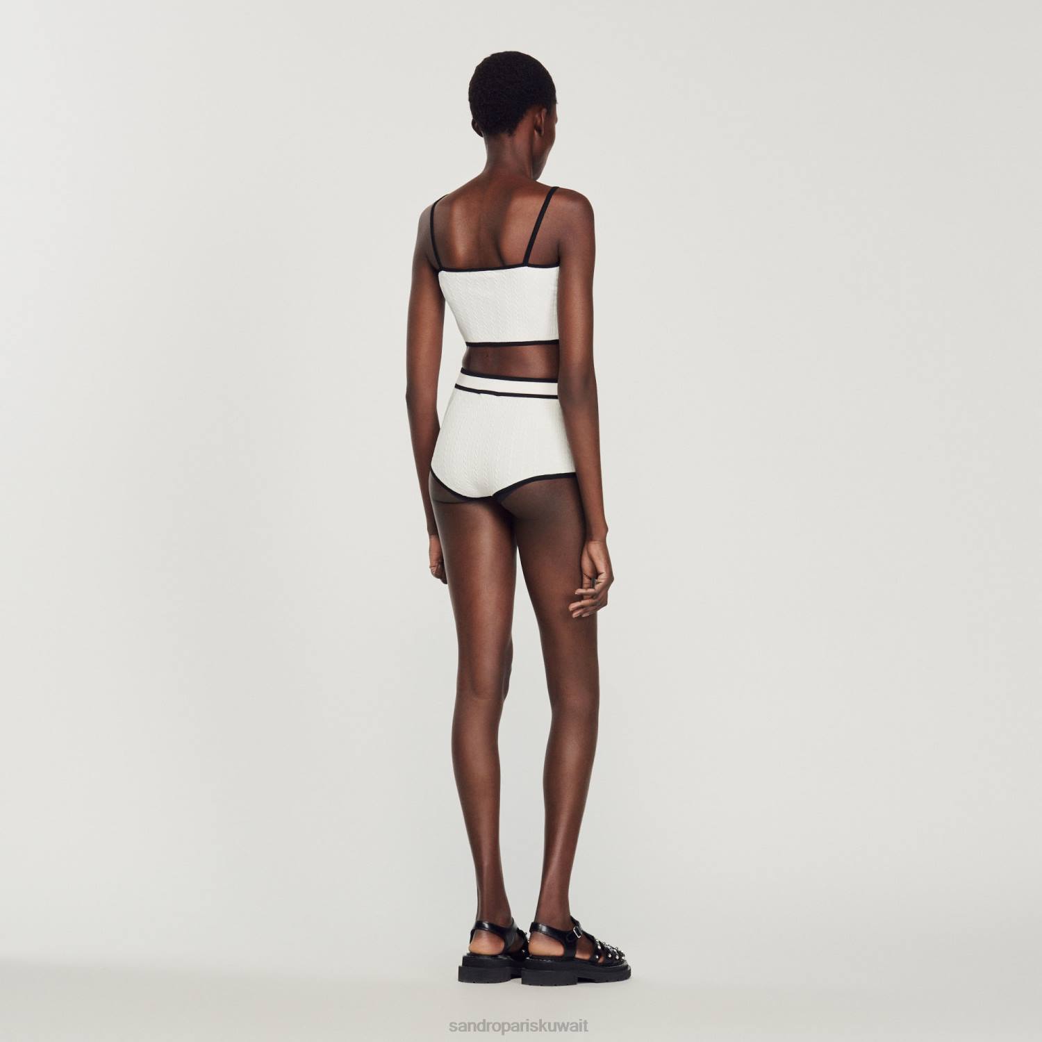 ثياب Sandro Paris ملخصات محبوك أبيض نحيف ZJ00354