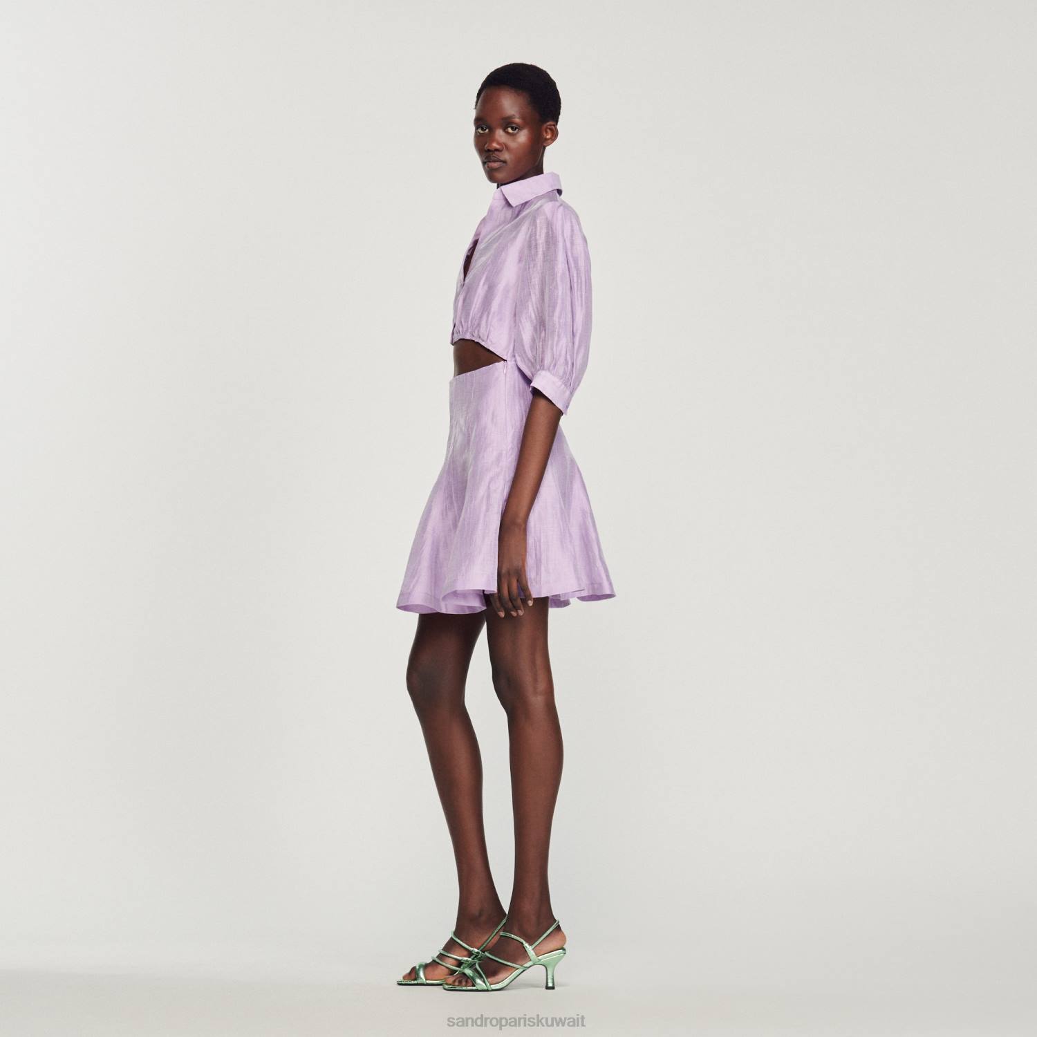 ثياب Sandro Paris فستان قصير مفتوح خبازي نحيف ZJ00359