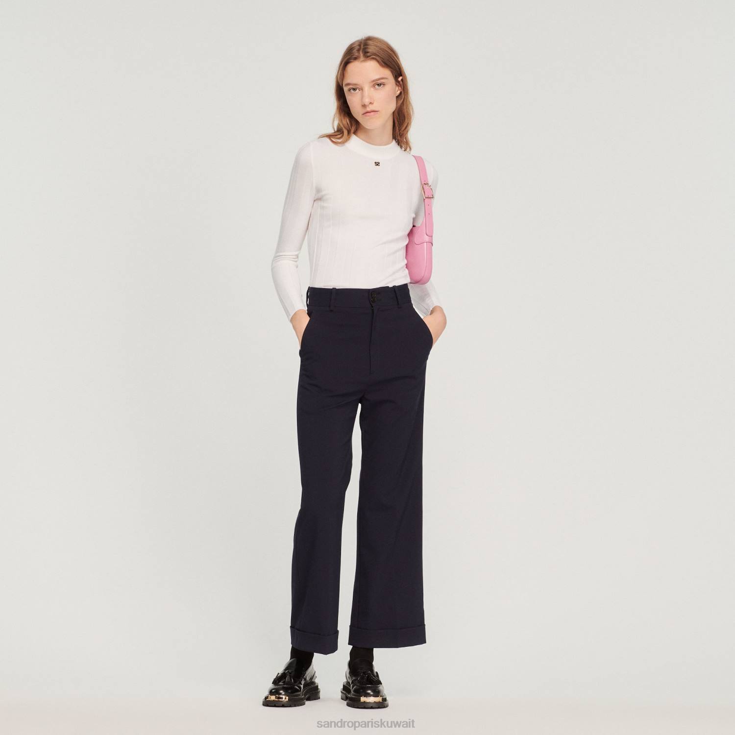 ثياب Sandro Paris سترة محبوكة بيج فاتح نحيف ZJ00360