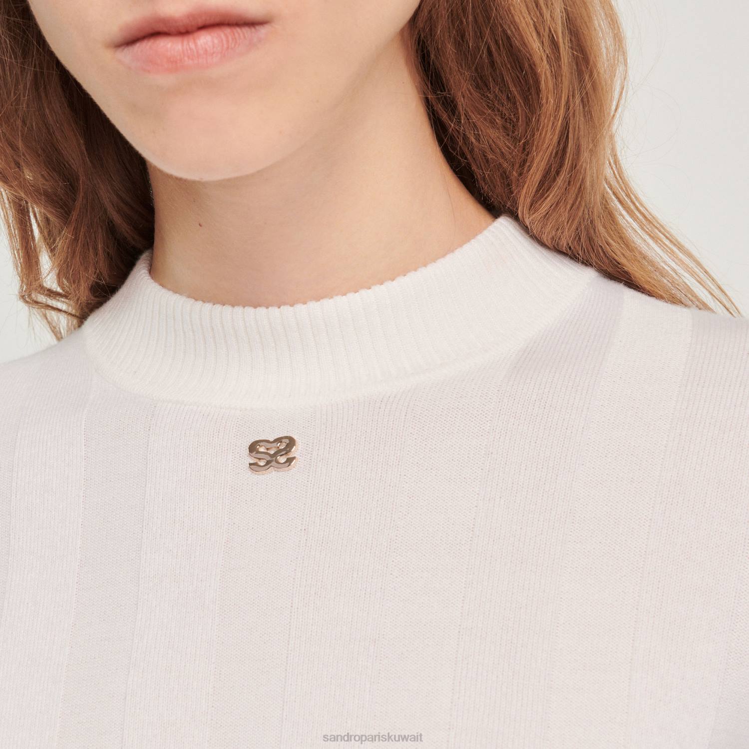 ثياب Sandro Paris سترة محبوكة بيج فاتح نحيف ZJ00360