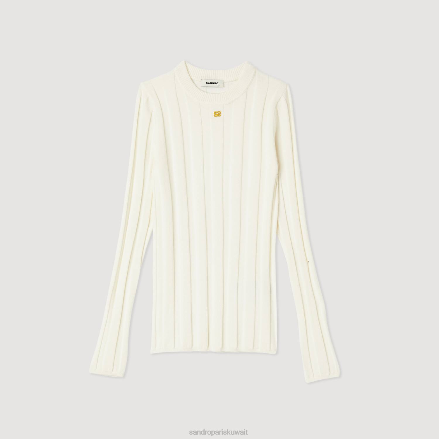 ثياب Sandro Paris سترة محبوكة بيج فاتح نحيف ZJ00360