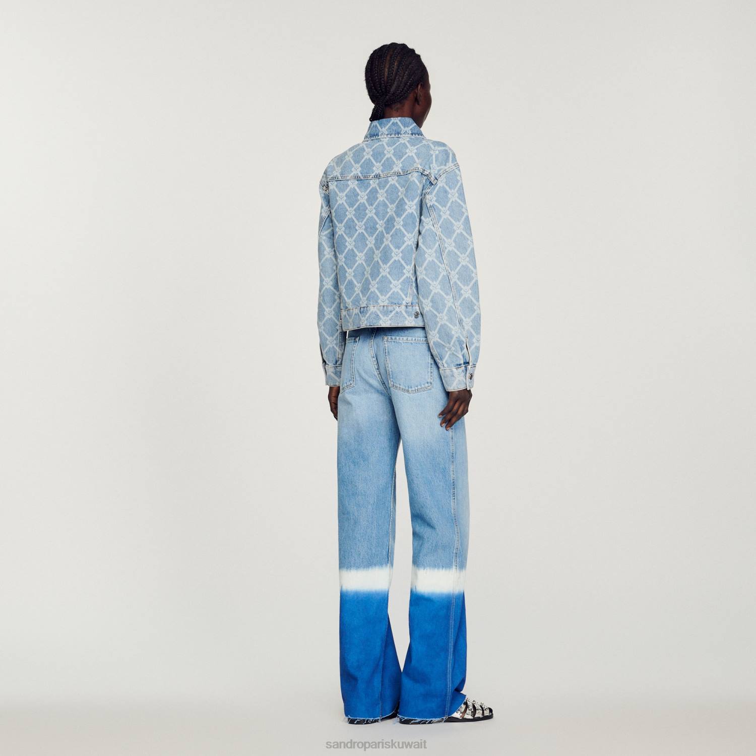 ثياب Sandro Paris سترة من الدنيم جينز أزرق نحيف ZJ00363