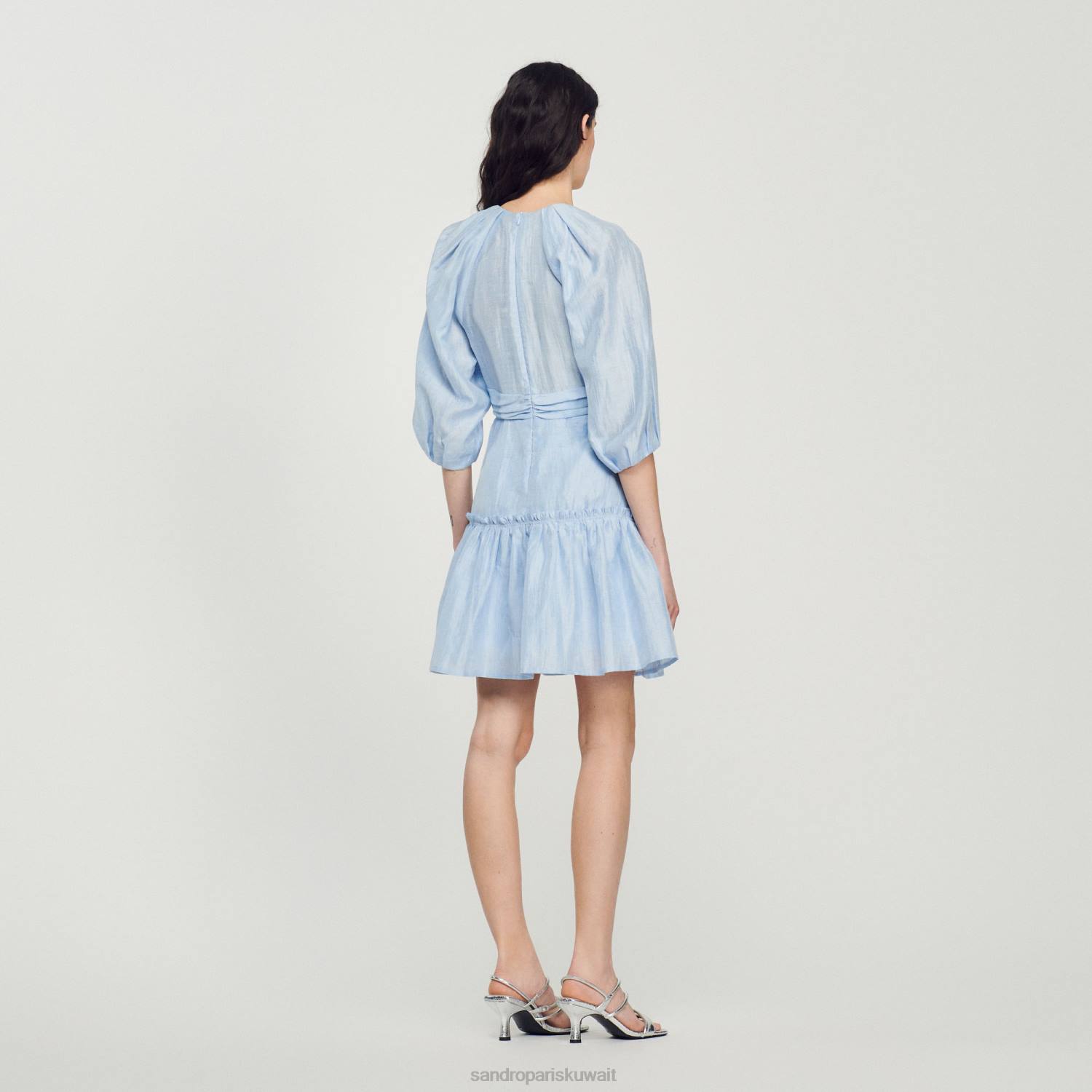 ثياب Sandro Paris فستان قصير مجمع أزرق نحيف ZJ00364