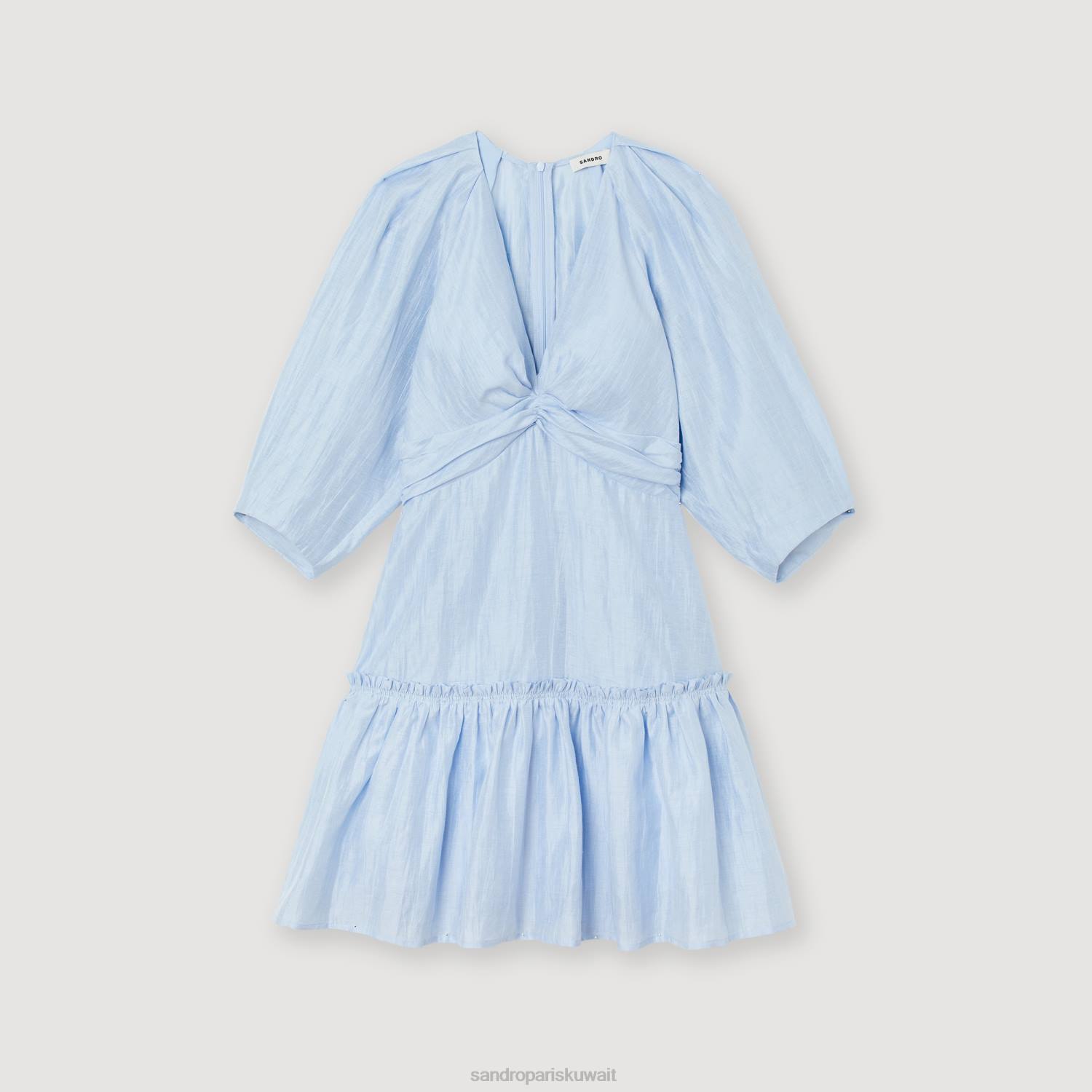ثياب Sandro Paris فستان قصير مجمع أزرق نحيف ZJ00364