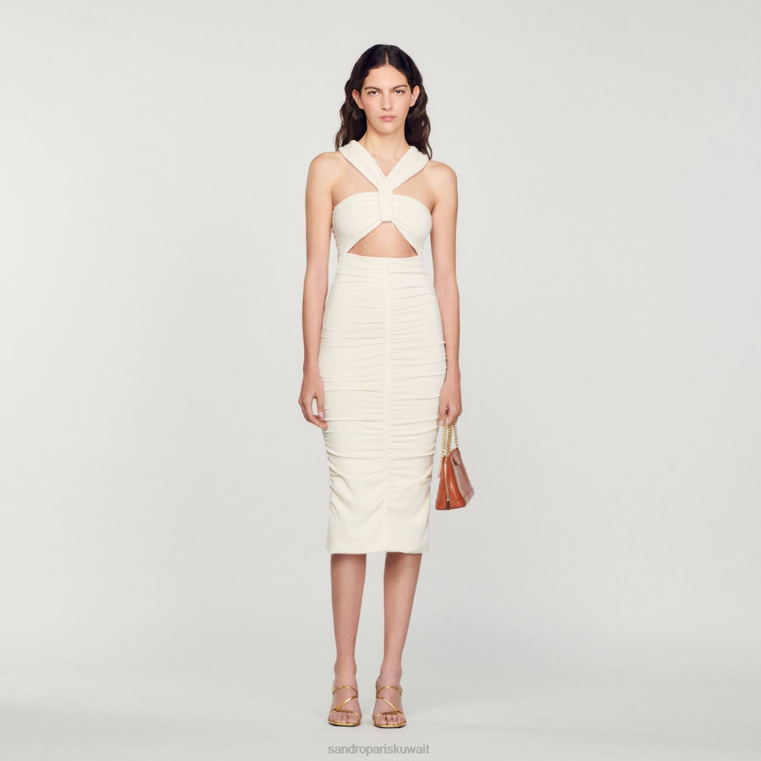 ثياب Sandro Paris فستان محبوك بيج فاتح نحيف ZJ00368