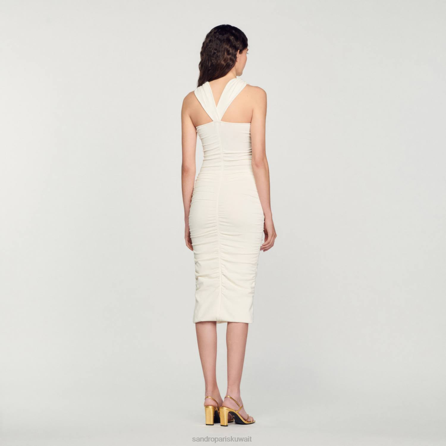 ثياب Sandro Paris فستان محبوك بيج فاتح نحيف ZJ00368