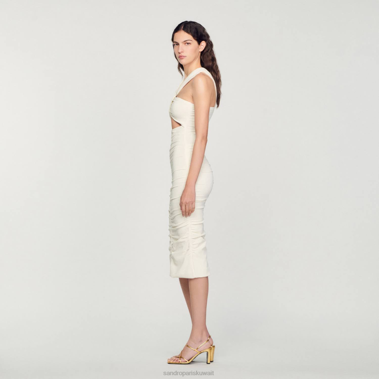 ثياب Sandro Paris فستان محبوك بيج فاتح نحيف ZJ00368