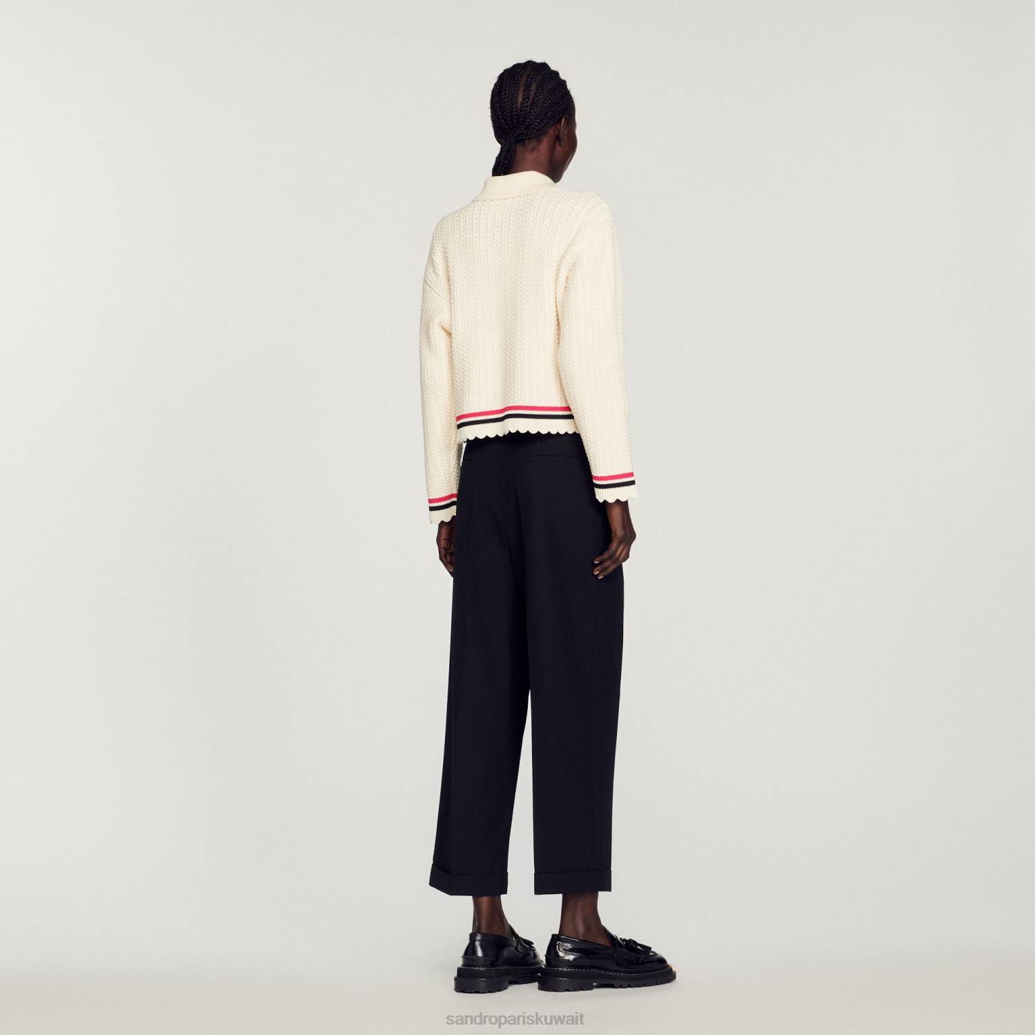 ثياب Sandro Paris معطف متماسكة بيج فاتح نحيف ZJ00371