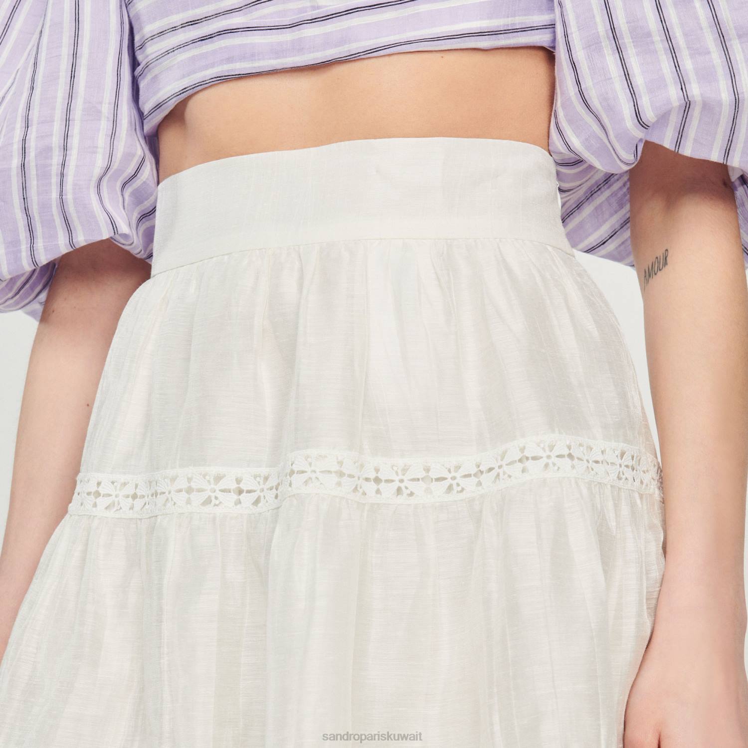 ثياب Sandro Paris تنورة قصيرة متزلج أبيض نحيف ZJ00385