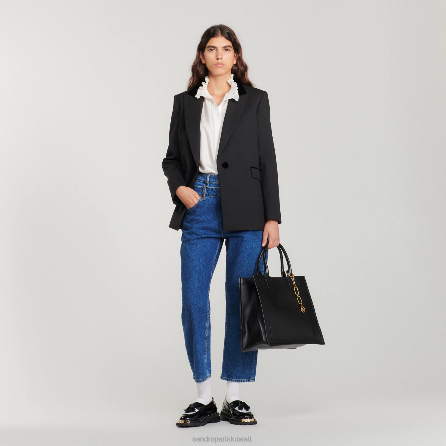 ثياب Sandro Paris سترة مصممة لون واحد نحيف ZJ00386