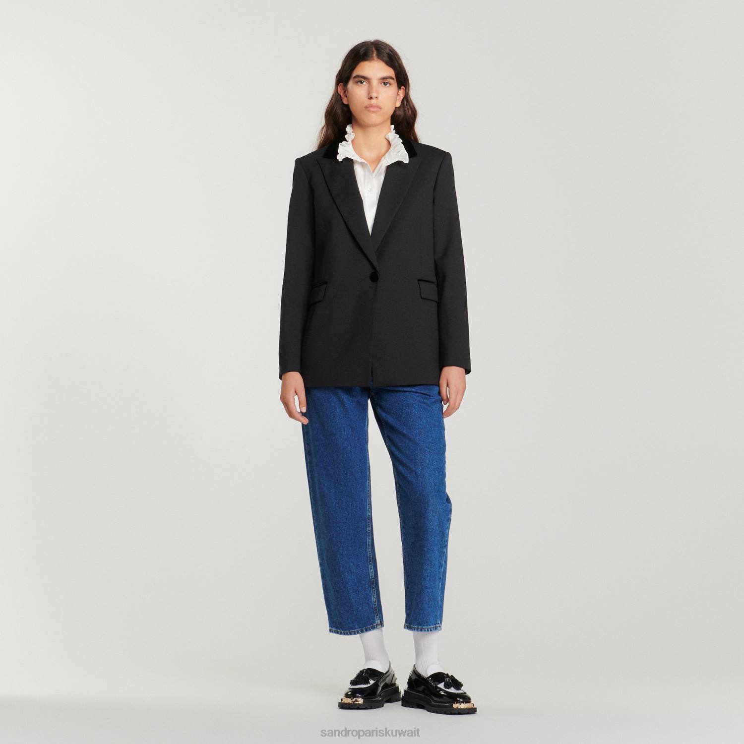 ثياب Sandro Paris سترة مصممة لون واحد نحيف ZJ00386