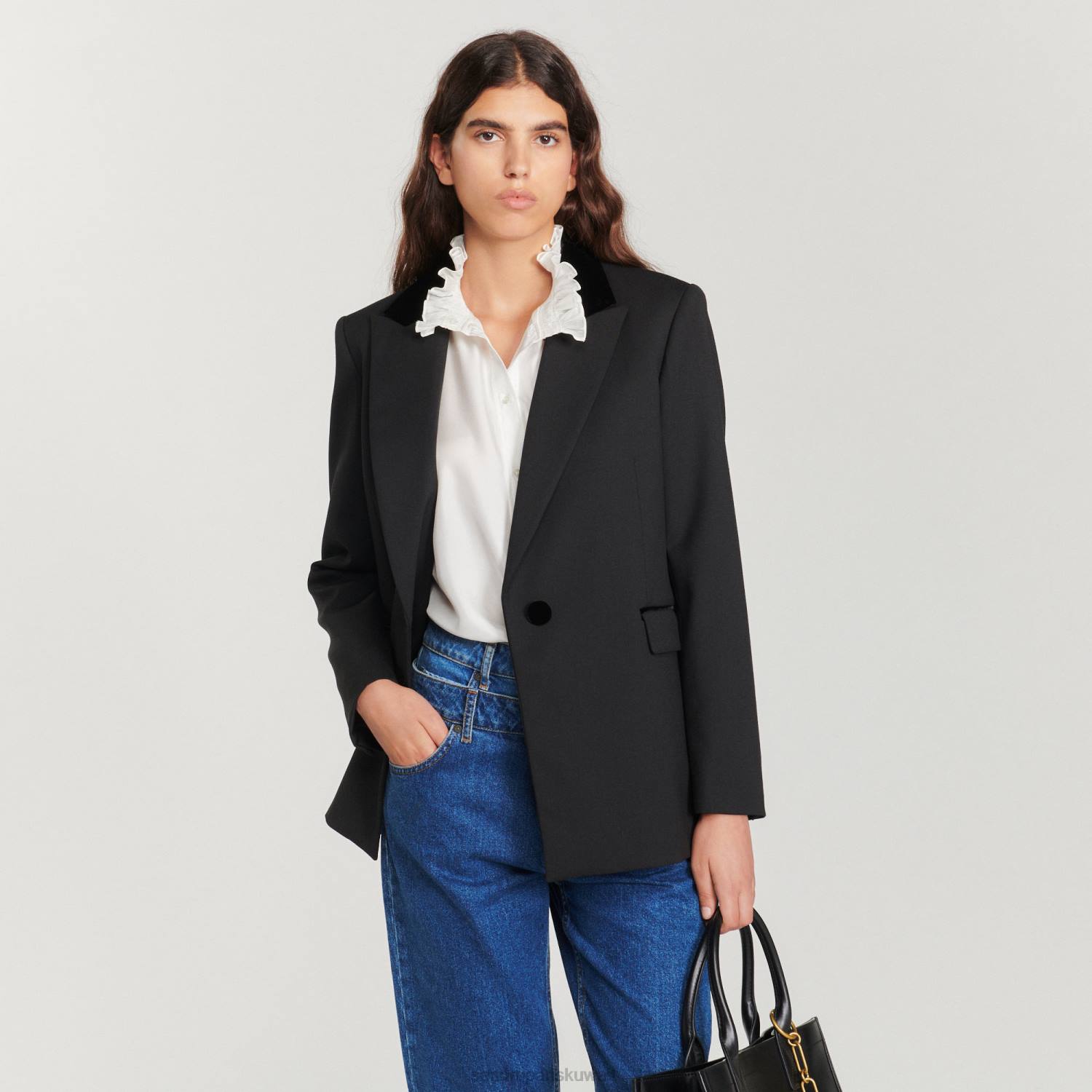 ثياب Sandro Paris سترة مصممة لون واحد نحيف ZJ00386