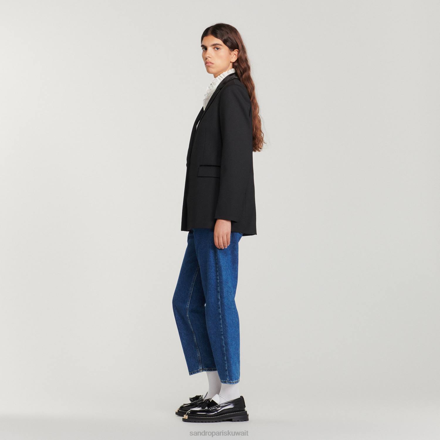 ثياب Sandro Paris سترة مصممة لون واحد نحيف ZJ00386