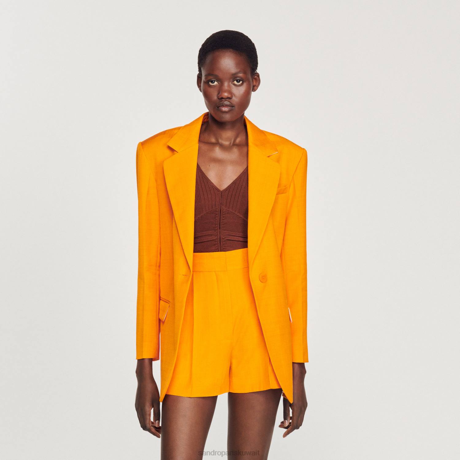 ثياب Sandro Paris شورت واسع الساق البرتقالي نحيف ZJ00387