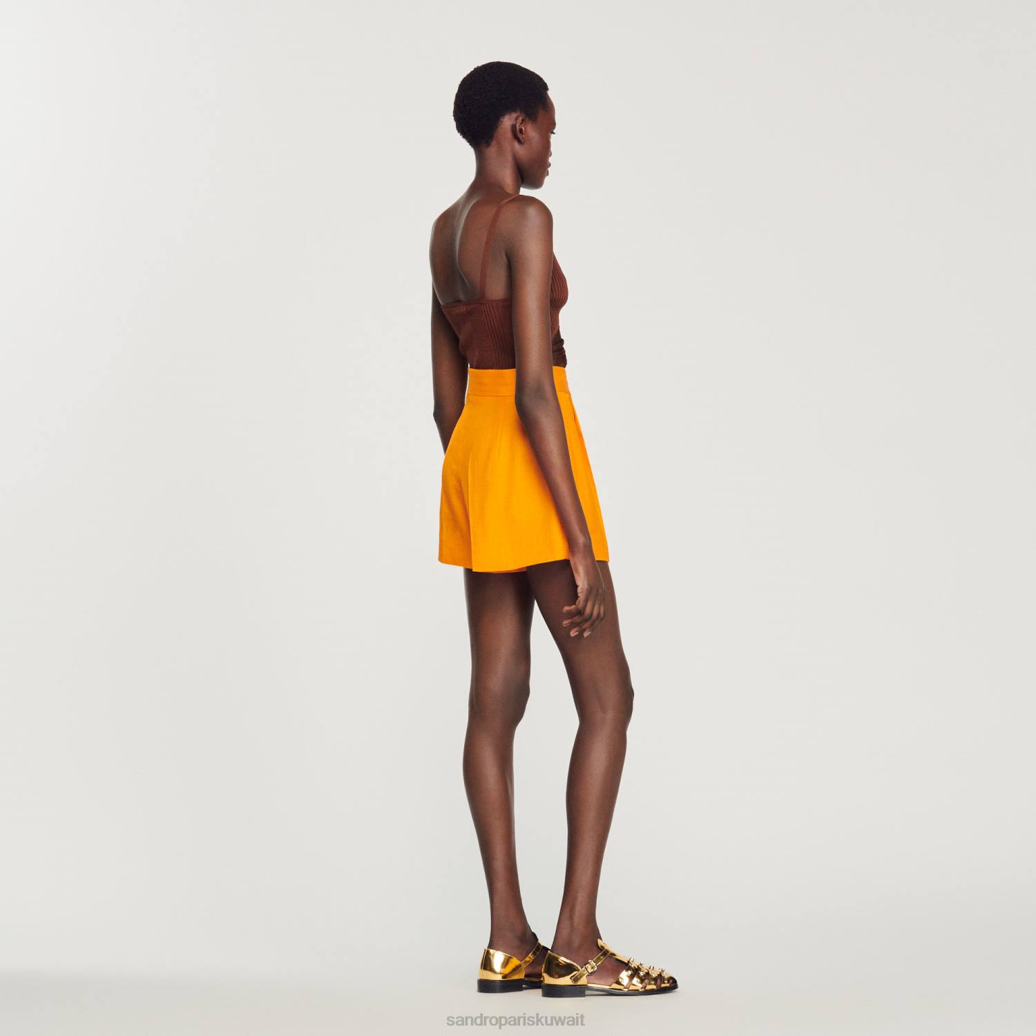 ثياب Sandro Paris شورت واسع الساق البرتقالي نحيف ZJ00387