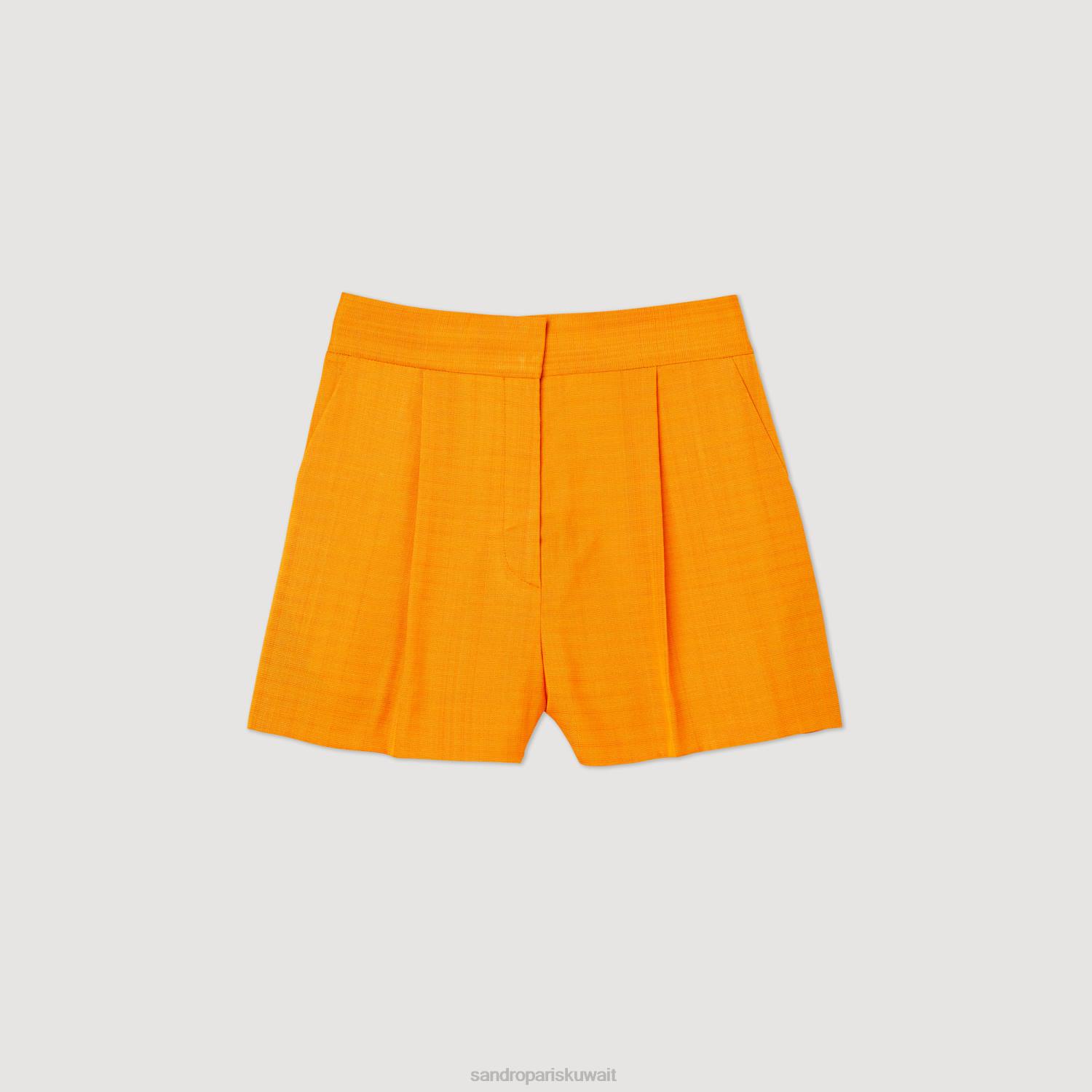 ثياب Sandro Paris شورت واسع الساق البرتقالي نحيف ZJ00387