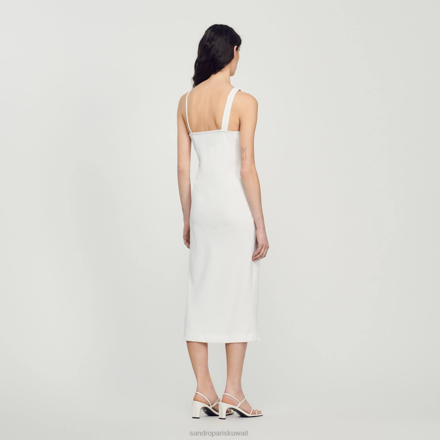 ثياب Sandro Paris فستان طويل غير متكافئ بيج فاتح نحيف ZJ00394