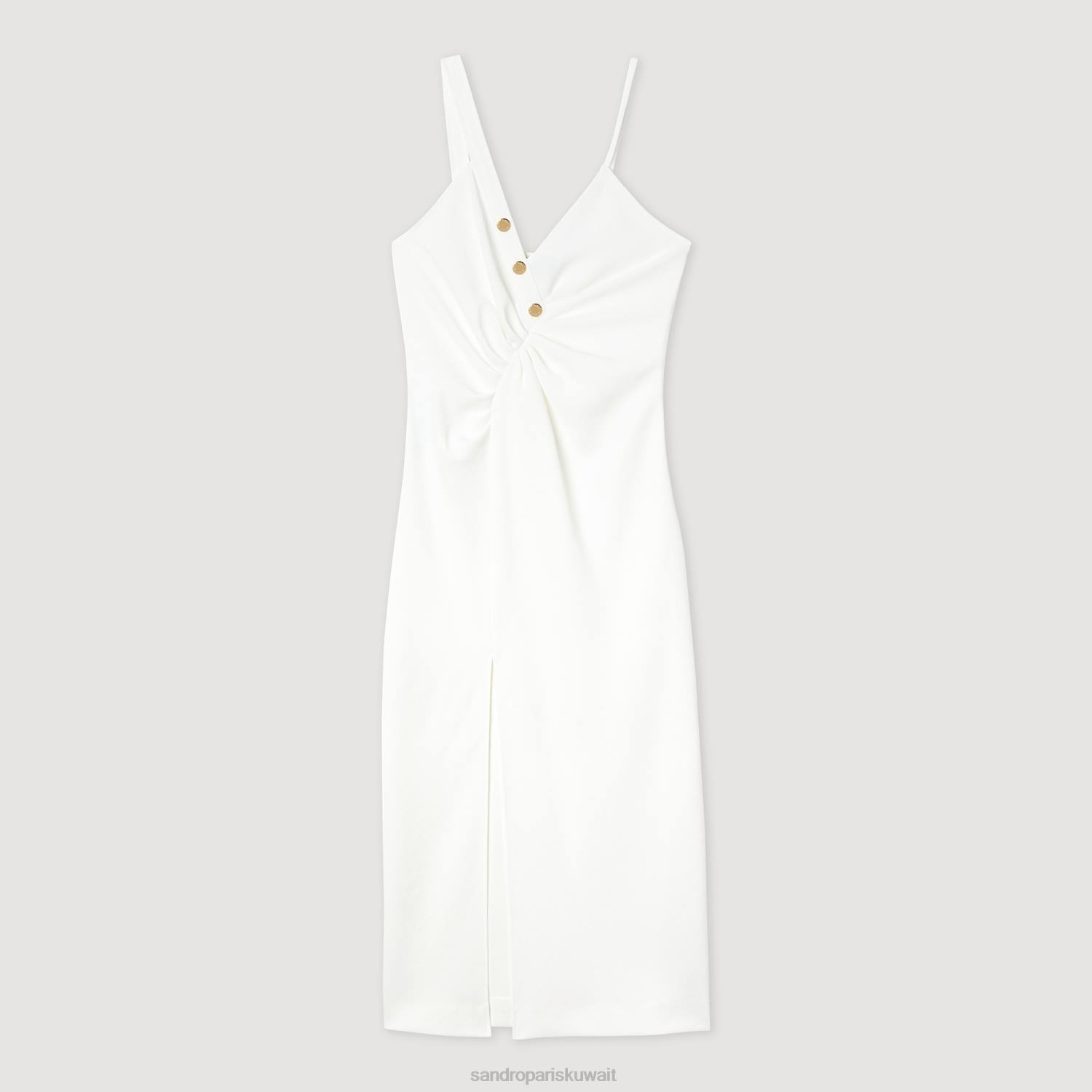 ثياب Sandro Paris فستان طويل غير متكافئ بيج فاتح نحيف ZJ00394