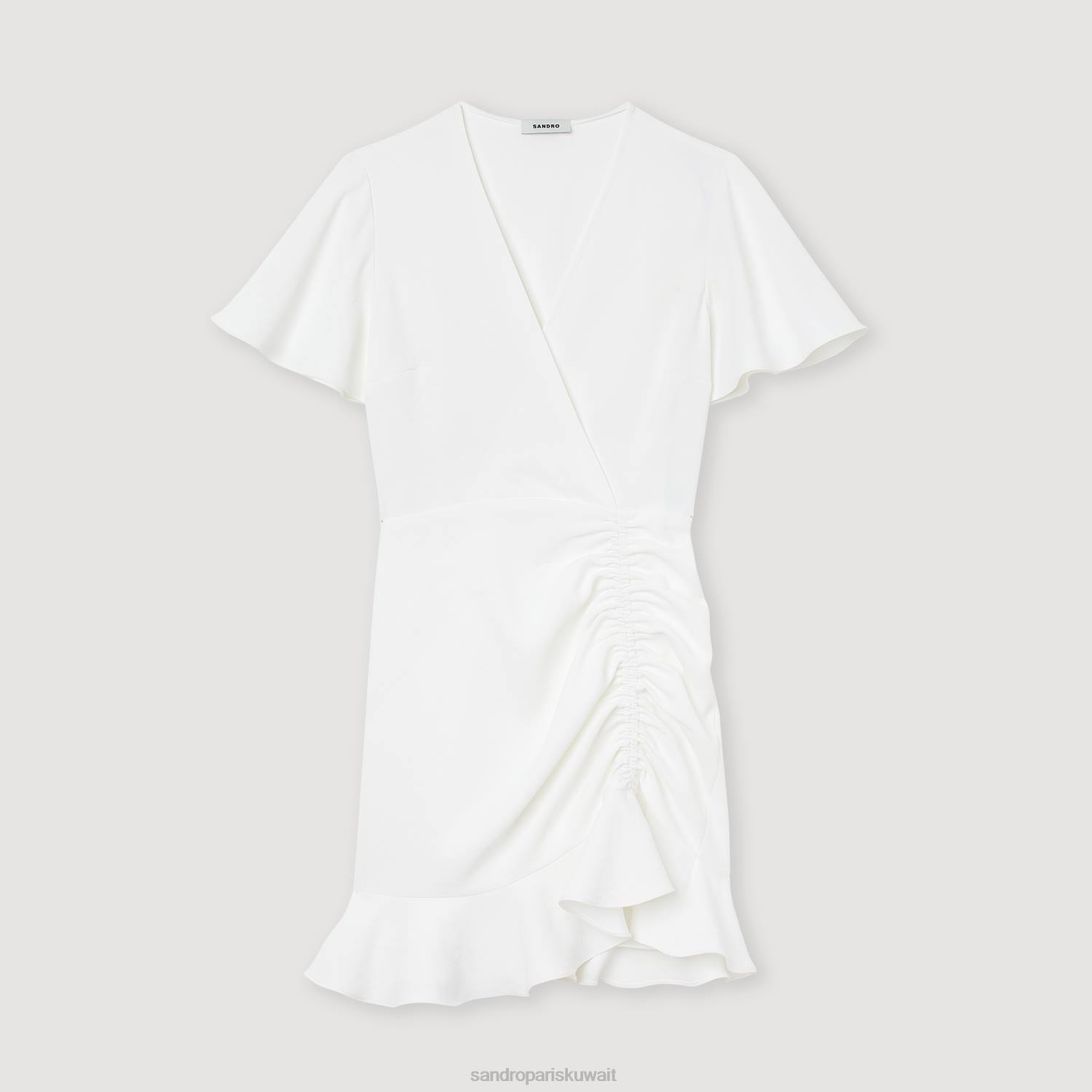 ثياب Sandro Paris فستان قصير كروس بيج فاتح نحيف ZJ00397