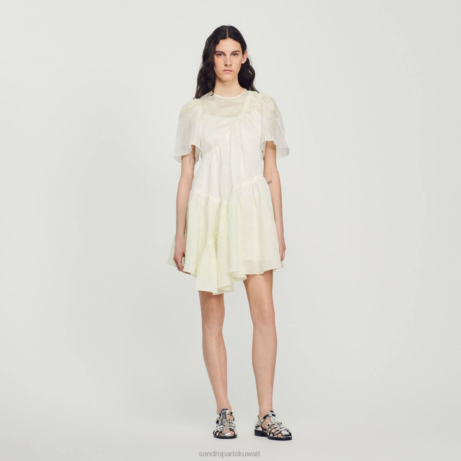 ثياب Sandro Paris ربطة عنق وصبغ فستان قصير متعدد الألوان نحيف ZJ00415