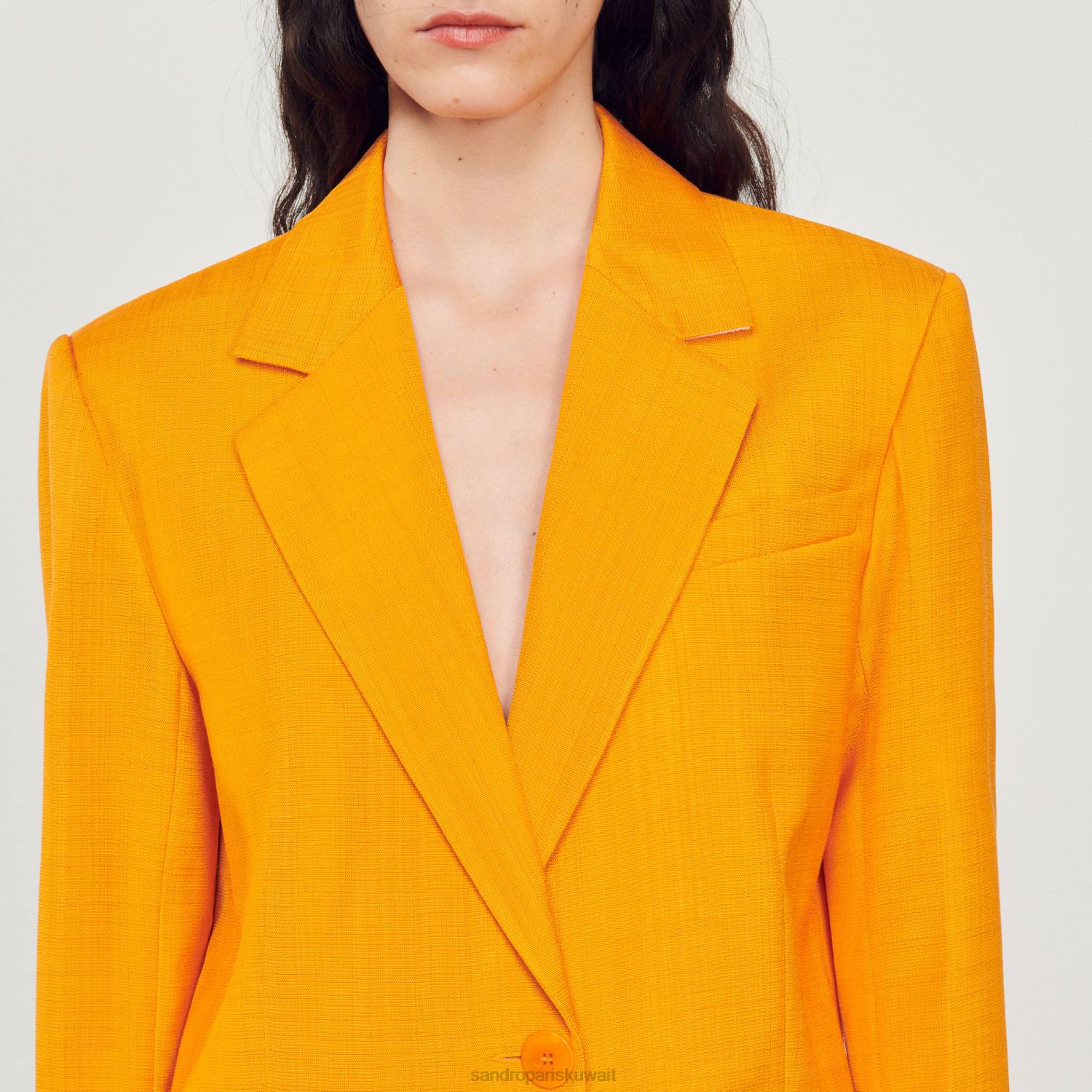 ثياب Sandro Paris سترة مصممة البرتقالي نحيف ZJ00421