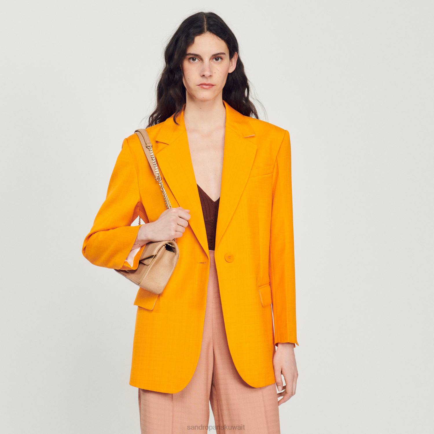ثياب Sandro Paris سترة مصممة البرتقالي نحيف ZJ00421