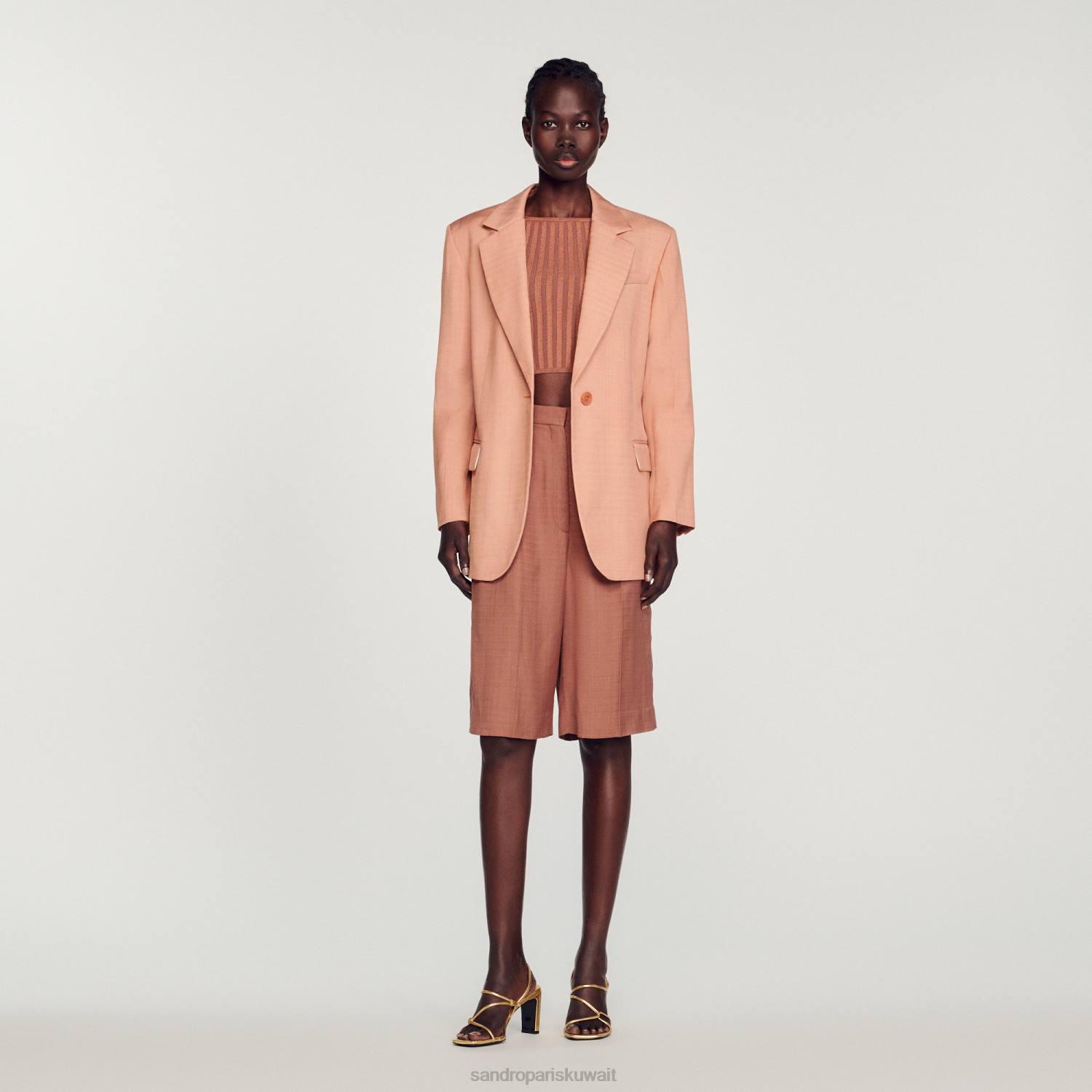 ثياب Sandro Paris سترة مصممة أرض أمبر نحيف ZJ00432