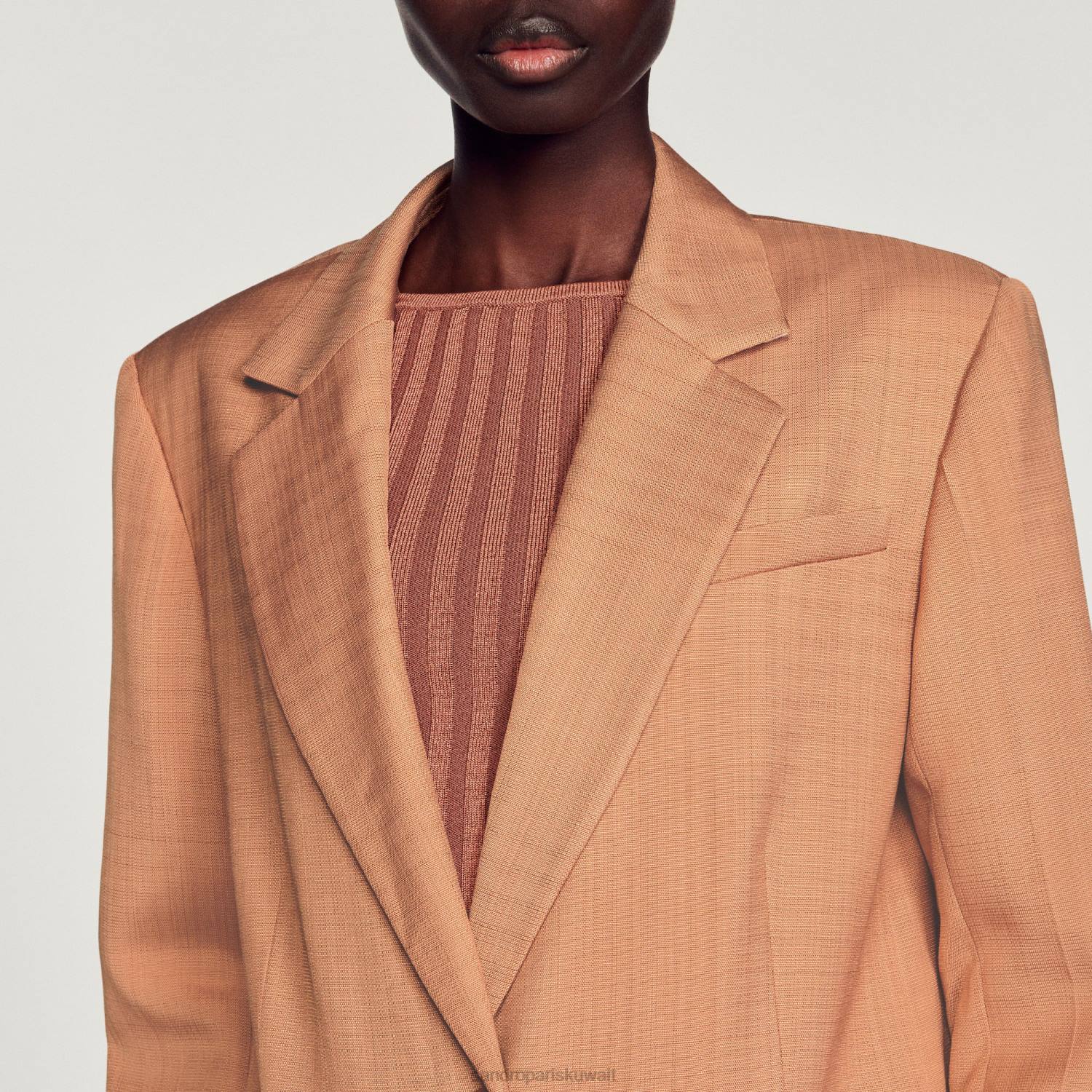 ثياب Sandro Paris سترة مصممة أرض أمبر نحيف ZJ00432