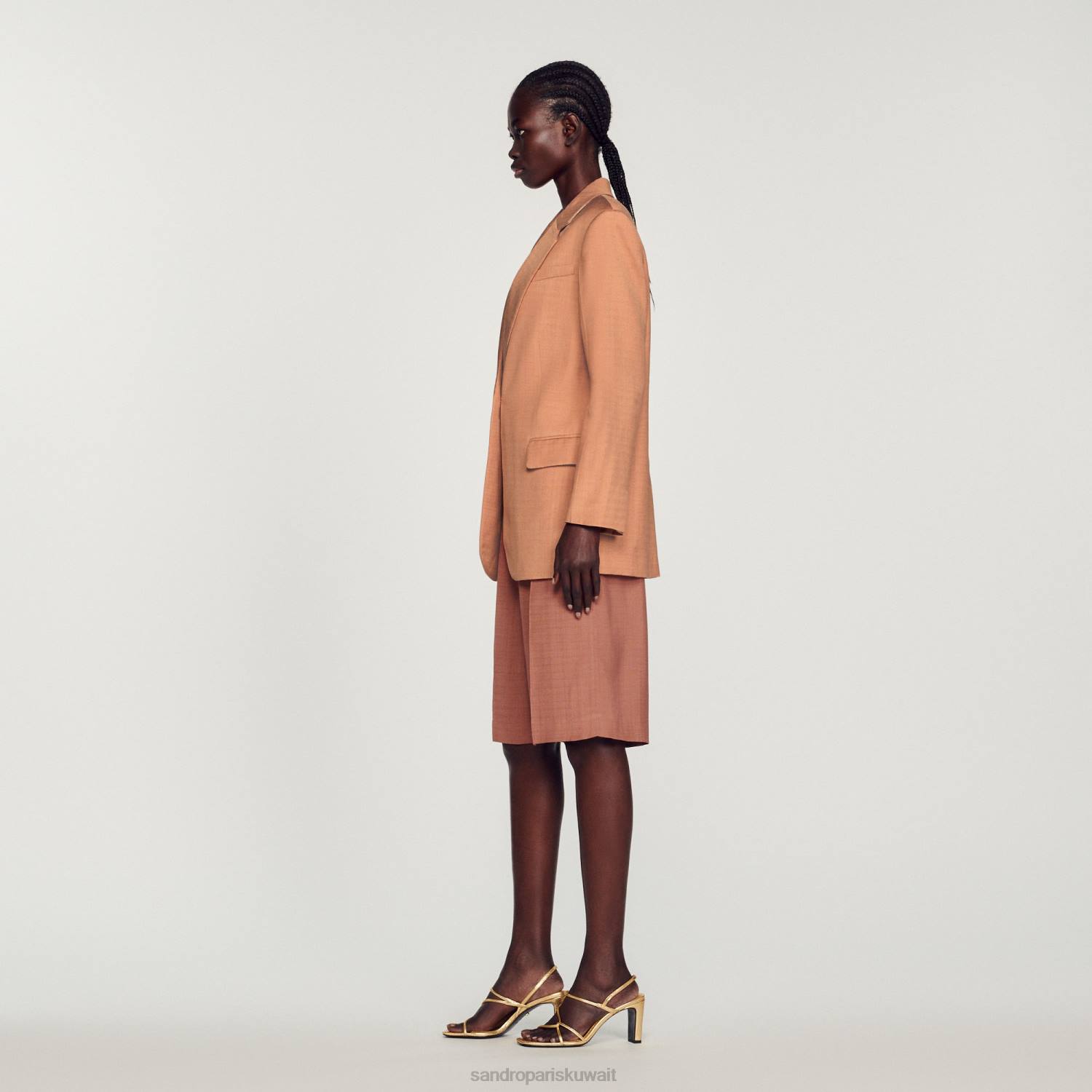 ثياب Sandro Paris سترة مصممة أرض أمبر نحيف ZJ00432