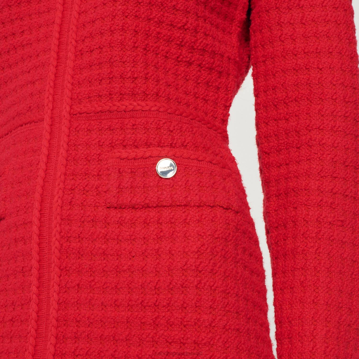 ثياب Sandro Paris فستان قصير بتأثير التويد أحمر نحيف ZJ00436