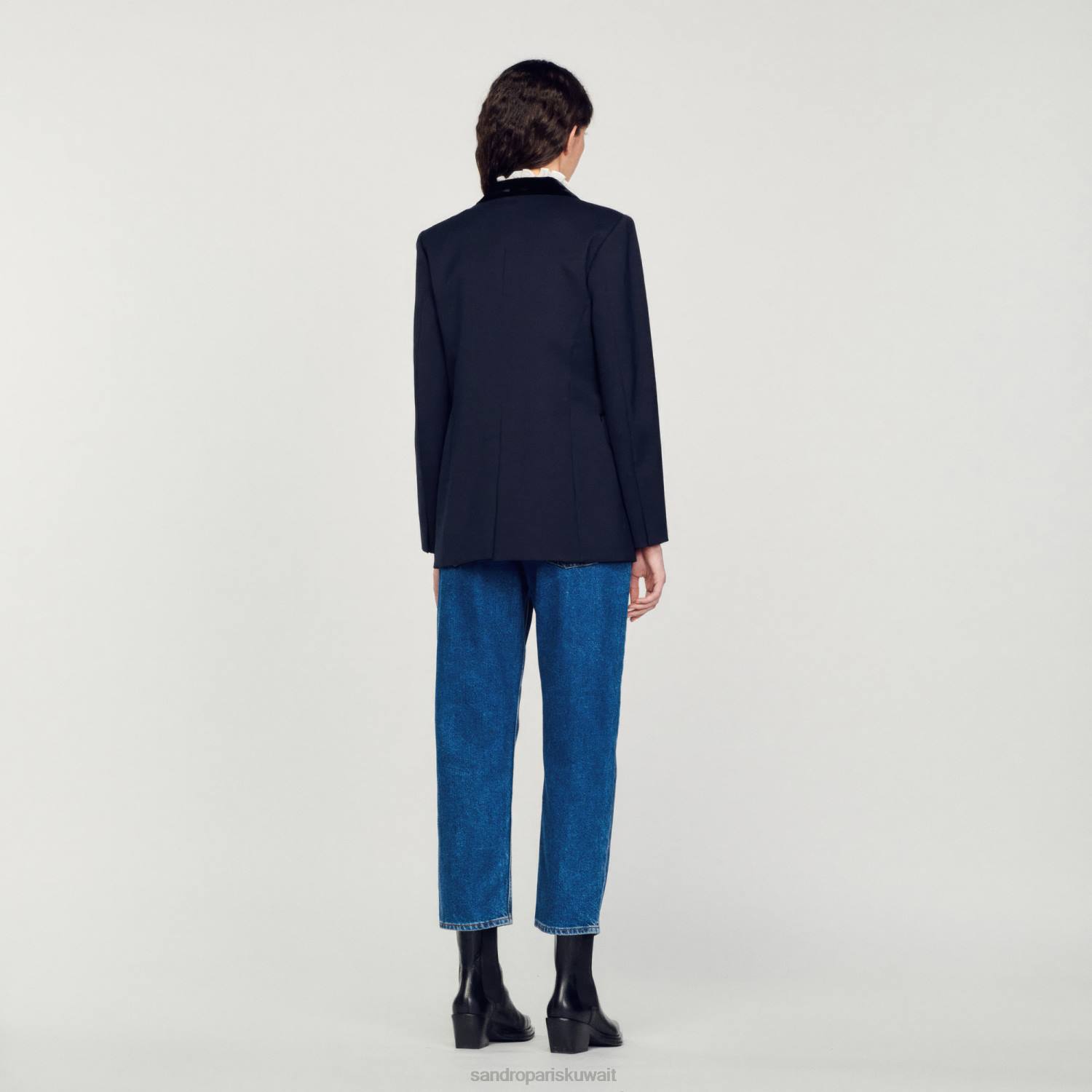 ثياب Sandro Paris سترة مصممة بلو العميق نحيف ZJ00439