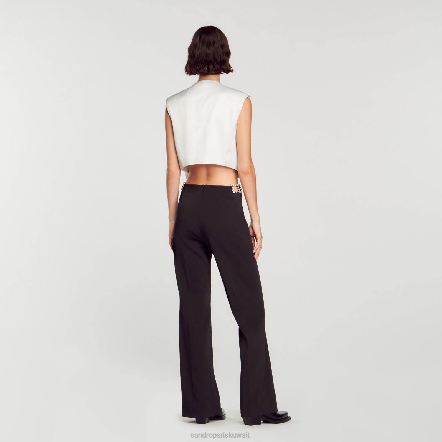 ثياب Sandro Paris بنطلون حجر الراين أسود نحيف ZJ0043