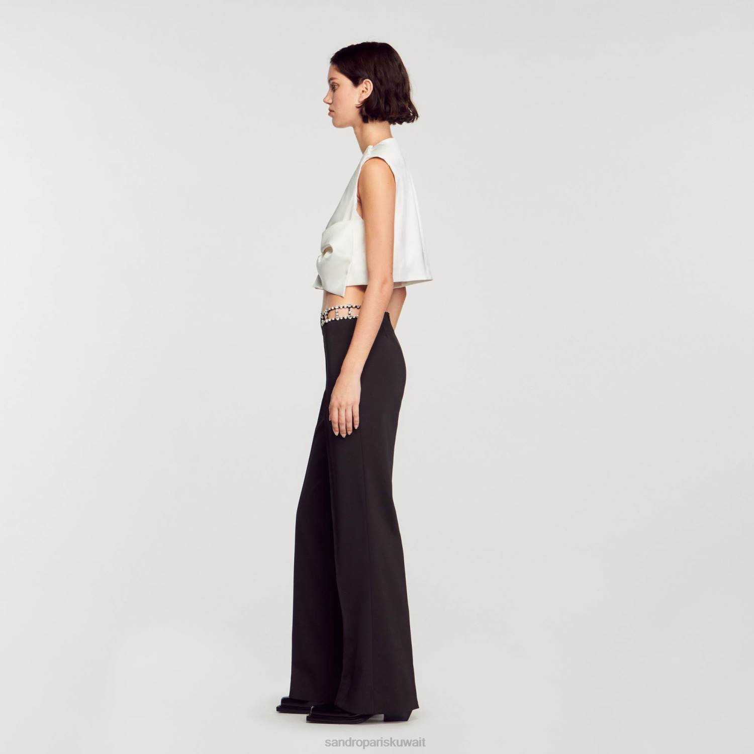 ثياب Sandro Paris بنطلون حجر الراين أسود نحيف ZJ0043