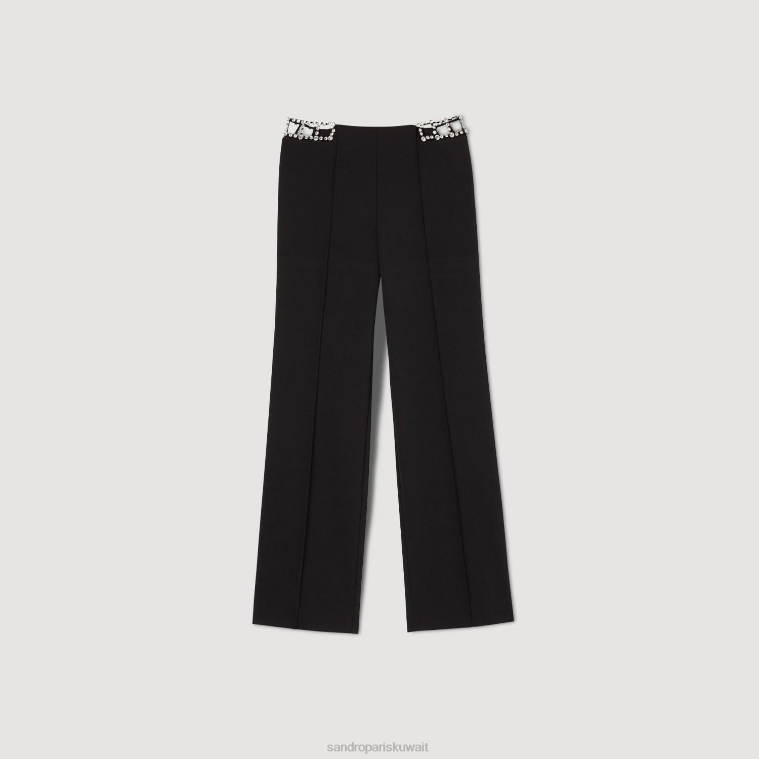 ثياب Sandro Paris بنطلون حجر الراين أسود نحيف ZJ0043