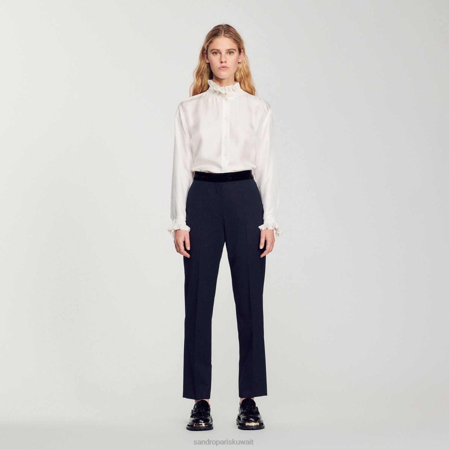 ثياب Sandro Paris السراويل الكلاسيكية بلو العميق نحيف ZJ00440